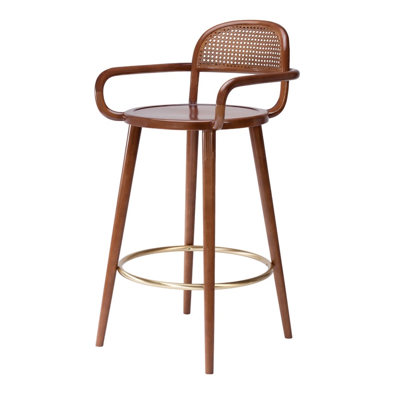Luc Counter Chair – Wood Seat – Metallic Footring