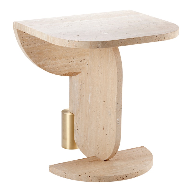 Playing Games Travertine Side Table