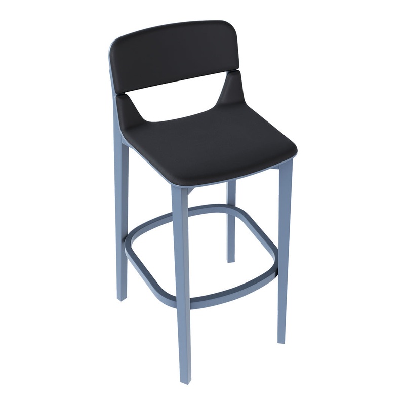 Leaf Barstool w/ Backrest – Seat Upholstered – Beech Pigment Frame