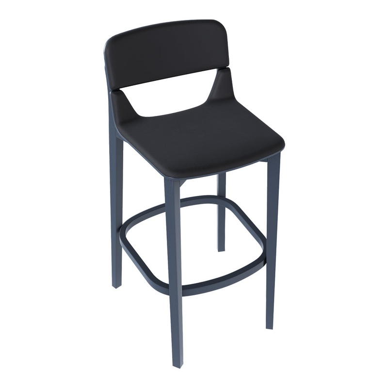 Leaf Barstool w/ Backrest – Seat Upholstered – Oak Pigment Frame